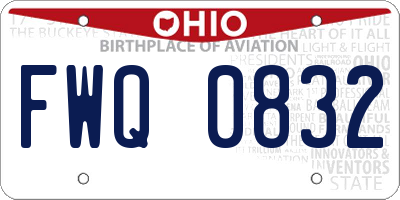 OH license plate FWQ0832