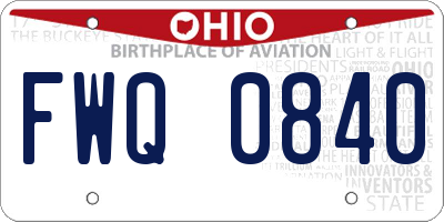 OH license plate FWQ0840