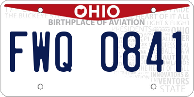 OH license plate FWQ0841