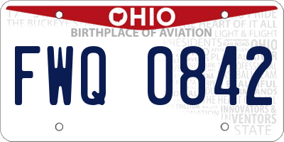 OH license plate FWQ0842