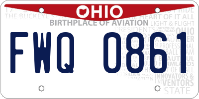 OH license plate FWQ0861
