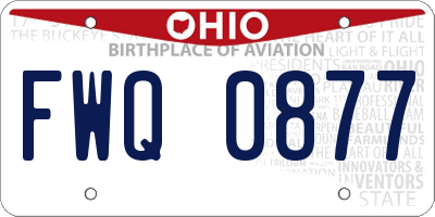 OH license plate FWQ0877