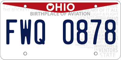 OH license plate FWQ0878