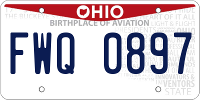 OH license plate FWQ0897