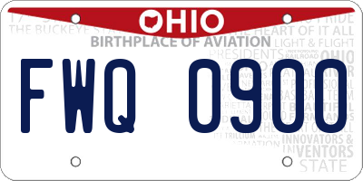 OH license plate FWQ0900