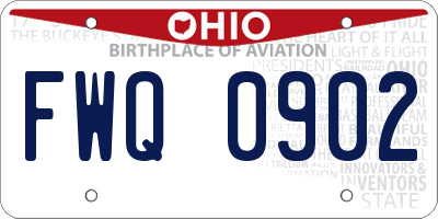 OH license plate FWQ0902