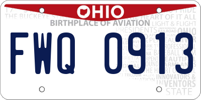 OH license plate FWQ0913