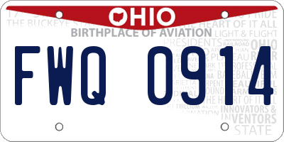 OH license plate FWQ0914