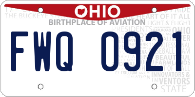OH license plate FWQ0921