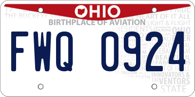 OH license plate FWQ0924