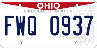 OH license plate FWQ0937