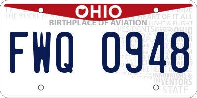 OH license plate FWQ0948