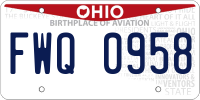 OH license plate FWQ0958