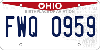 OH license plate FWQ0959