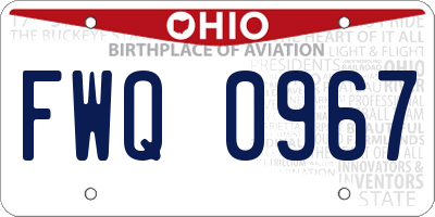 OH license plate FWQ0967