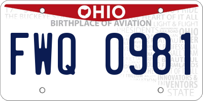 OH license plate FWQ0981