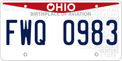 OH license plate FWQ0983