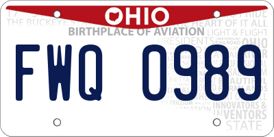 OH license plate FWQ0989