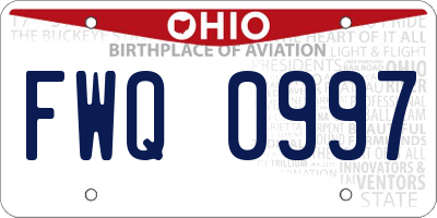 OH license plate FWQ0997