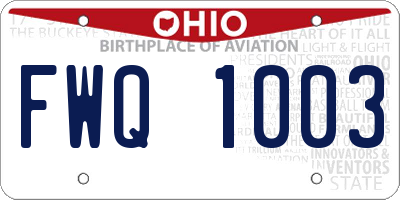 OH license plate FWQ1003