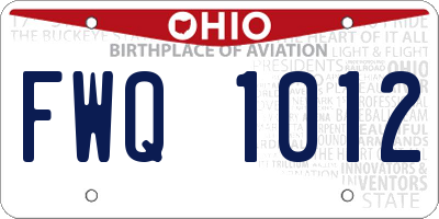 OH license plate FWQ1012