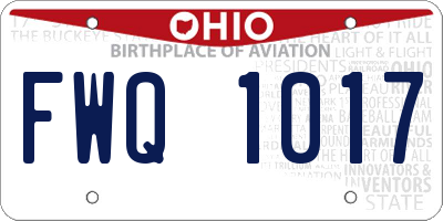 OH license plate FWQ1017