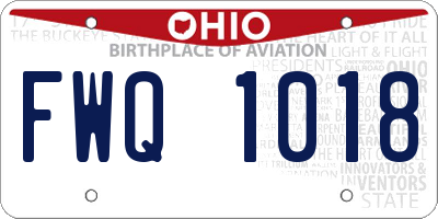 OH license plate FWQ1018