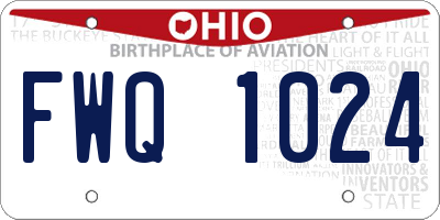 OH license plate FWQ1024