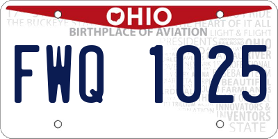 OH license plate FWQ1025