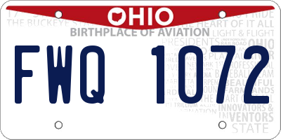 OH license plate FWQ1072