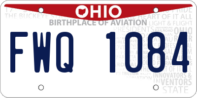 OH license plate FWQ1084