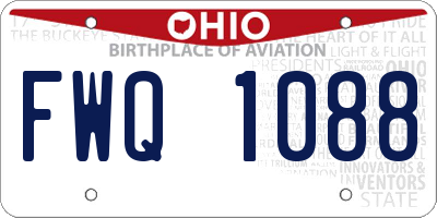 OH license plate FWQ1088
