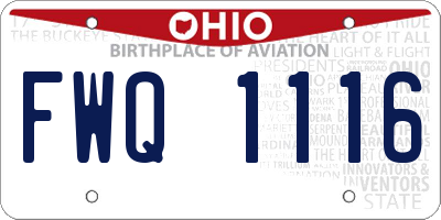 OH license plate FWQ1116