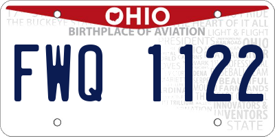 OH license plate FWQ1122