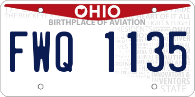 OH license plate FWQ1135