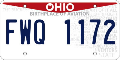 OH license plate FWQ1172