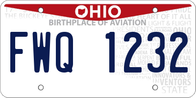 OH license plate FWQ1232