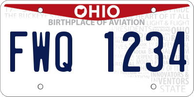 OH license plate FWQ1234