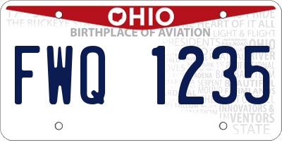 OH license plate FWQ1235