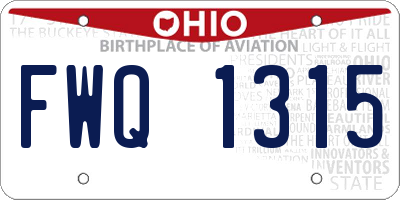 OH license plate FWQ1315
