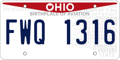 OH license plate FWQ1316
