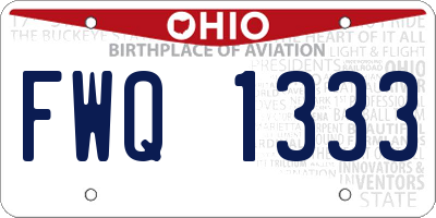 OH license plate FWQ1333
