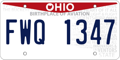 OH license plate FWQ1347
