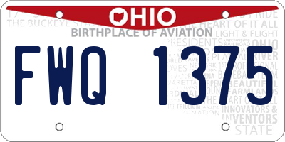OH license plate FWQ1375