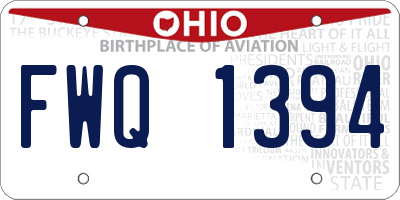 OH license plate FWQ1394