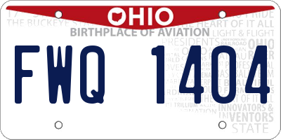 OH license plate FWQ1404