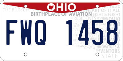 OH license plate FWQ1458