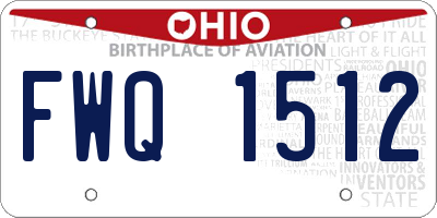 OH license plate FWQ1512