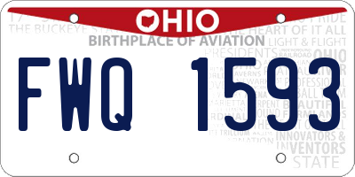 OH license plate FWQ1593
