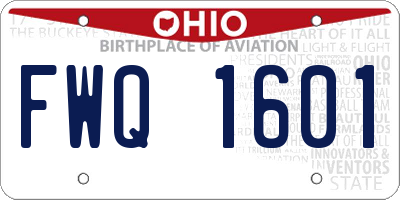 OH license plate FWQ1601